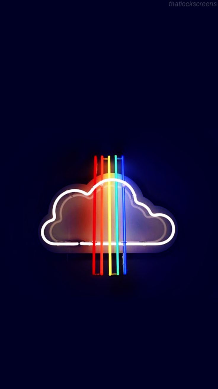 A neon cloud with rainbow colored lines - Colorful