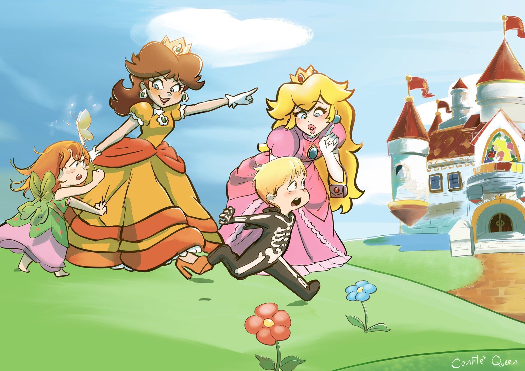 Peach And Daisy Wallpaper