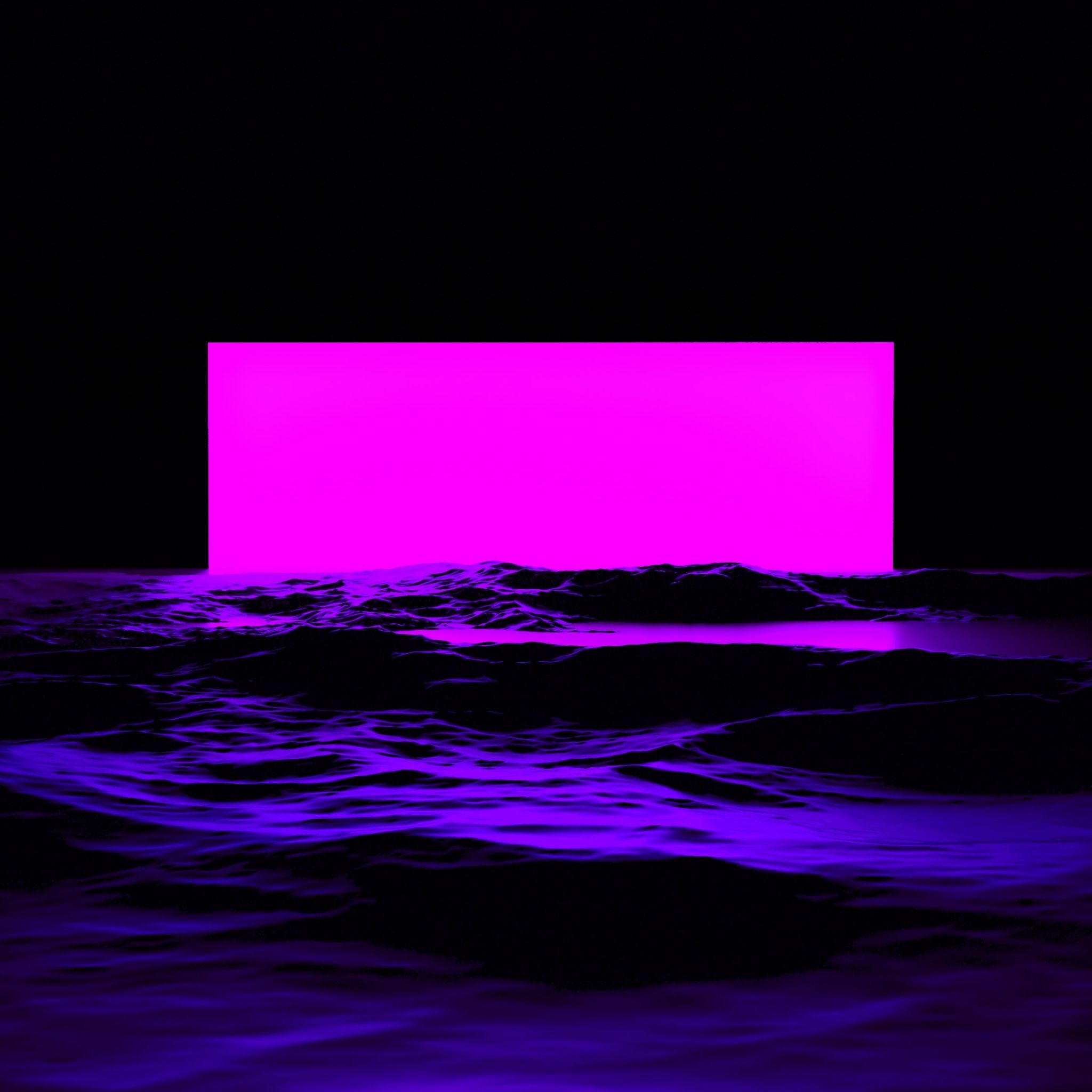 Pink light Wallpaper 4K, Sea, Waves, 3D