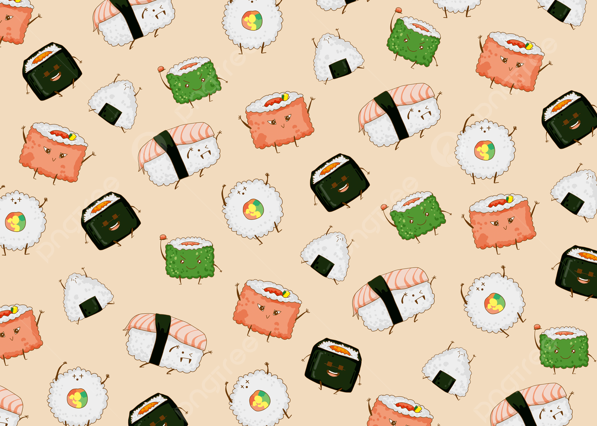 Cartoon Sushi Background In Yellow