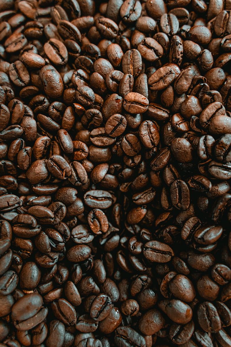 Coffee beans, coffee, macro, brown, HD