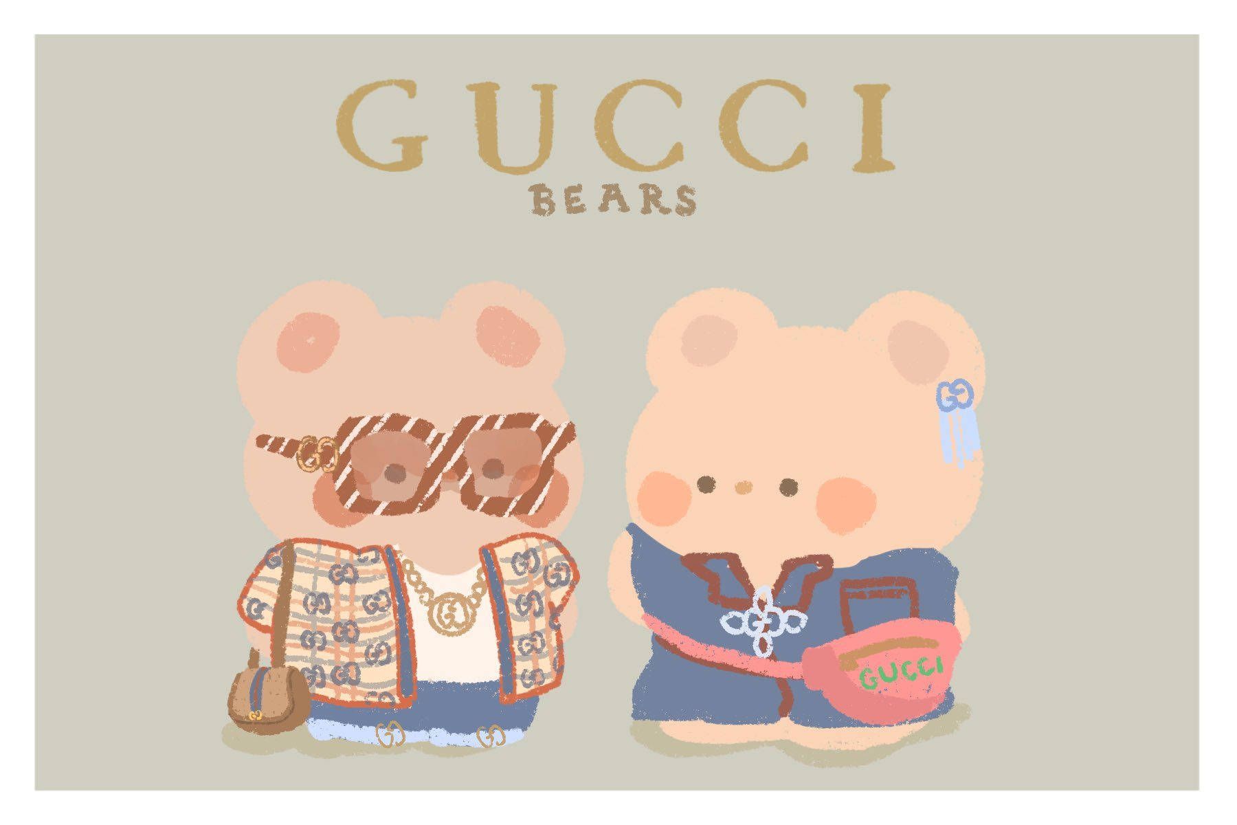 Cute Aesthetic Gucci Bears For Computer