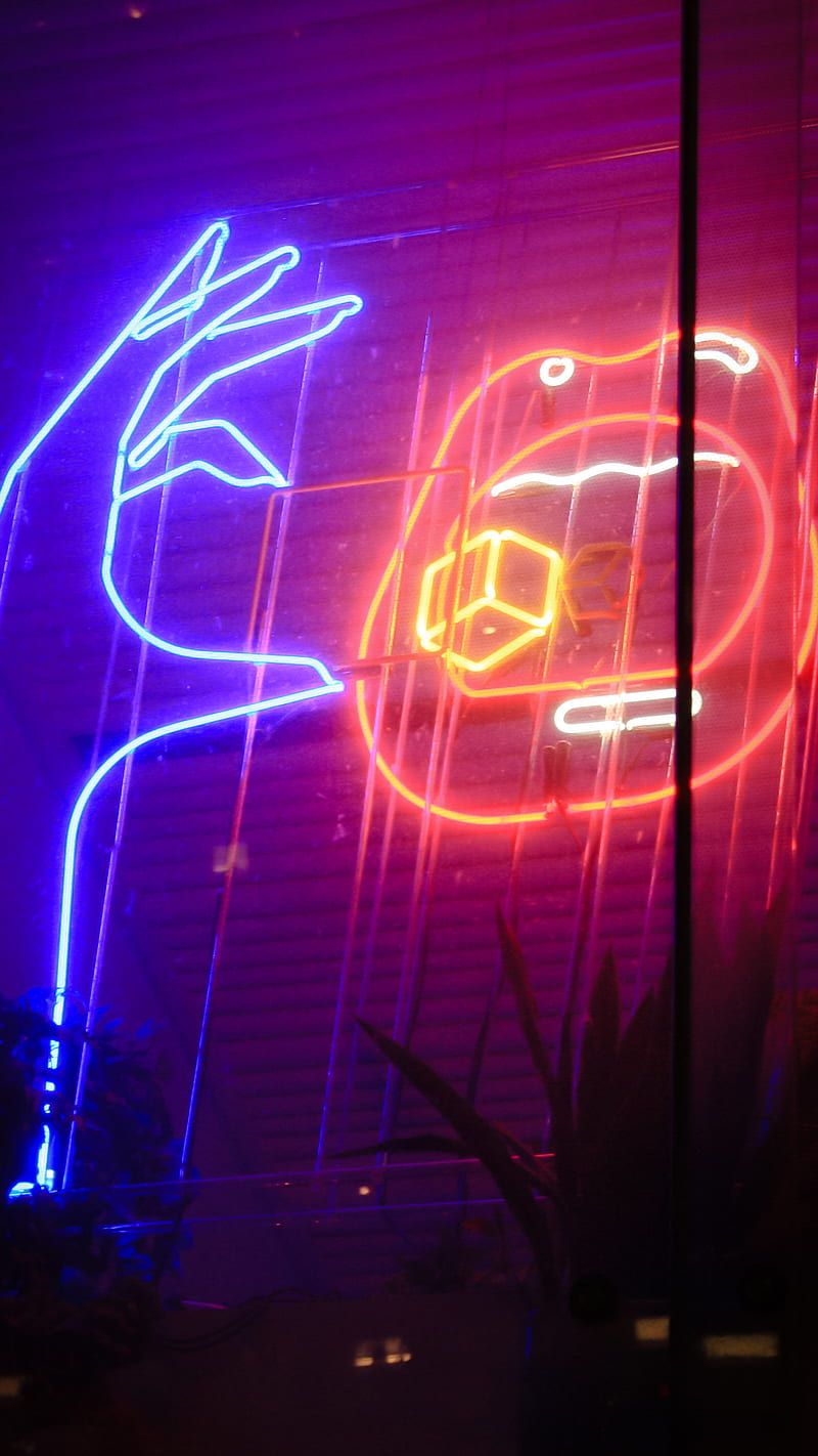 Neon Lips, aesthetic, lofi, neon sign