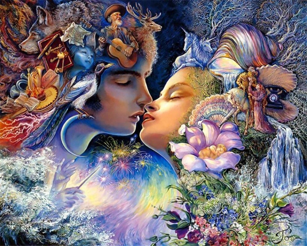 Josephine Wall, The Kiss, 2009, oil on canvas, 36 x 24 inches. - Love