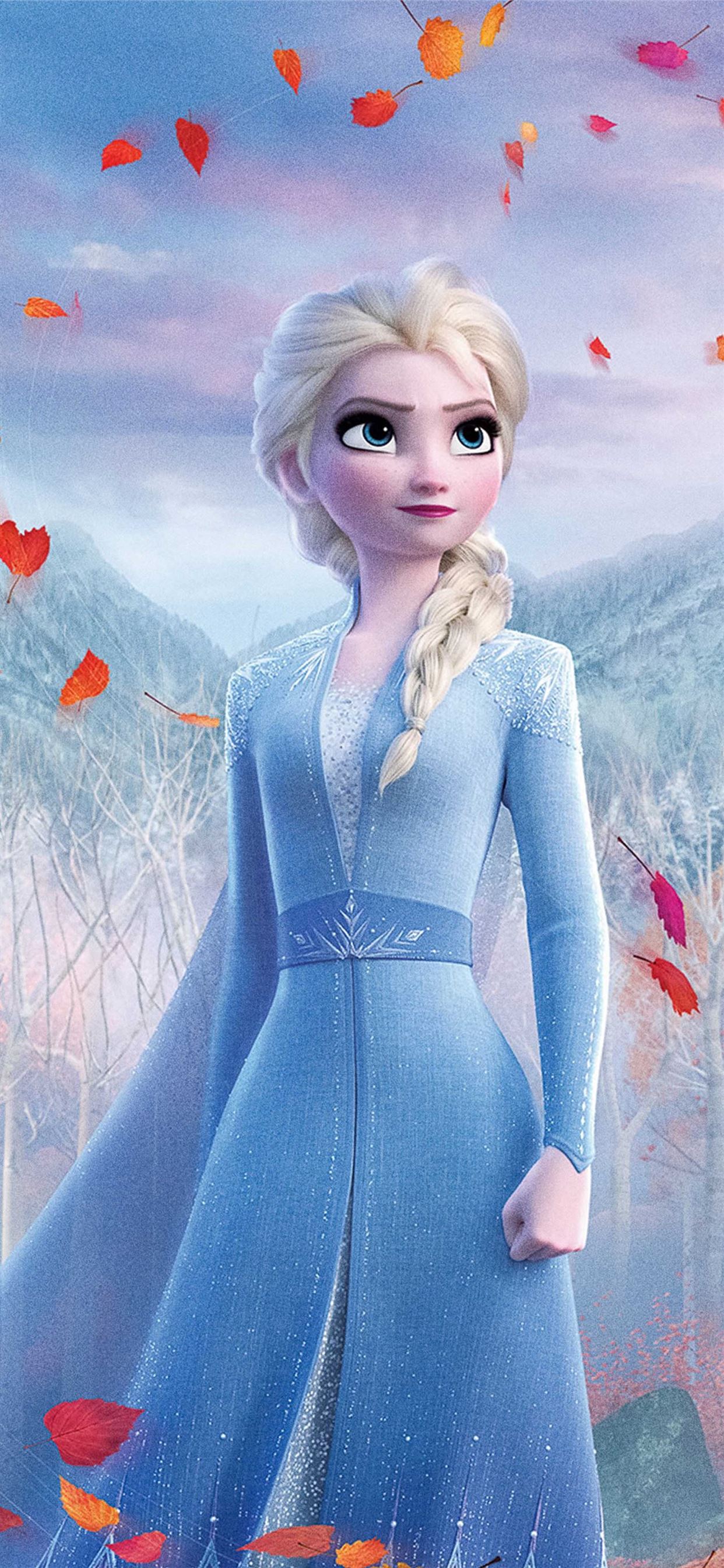 Elsa from Frozen 2 standing in a snowy forest - Elsa