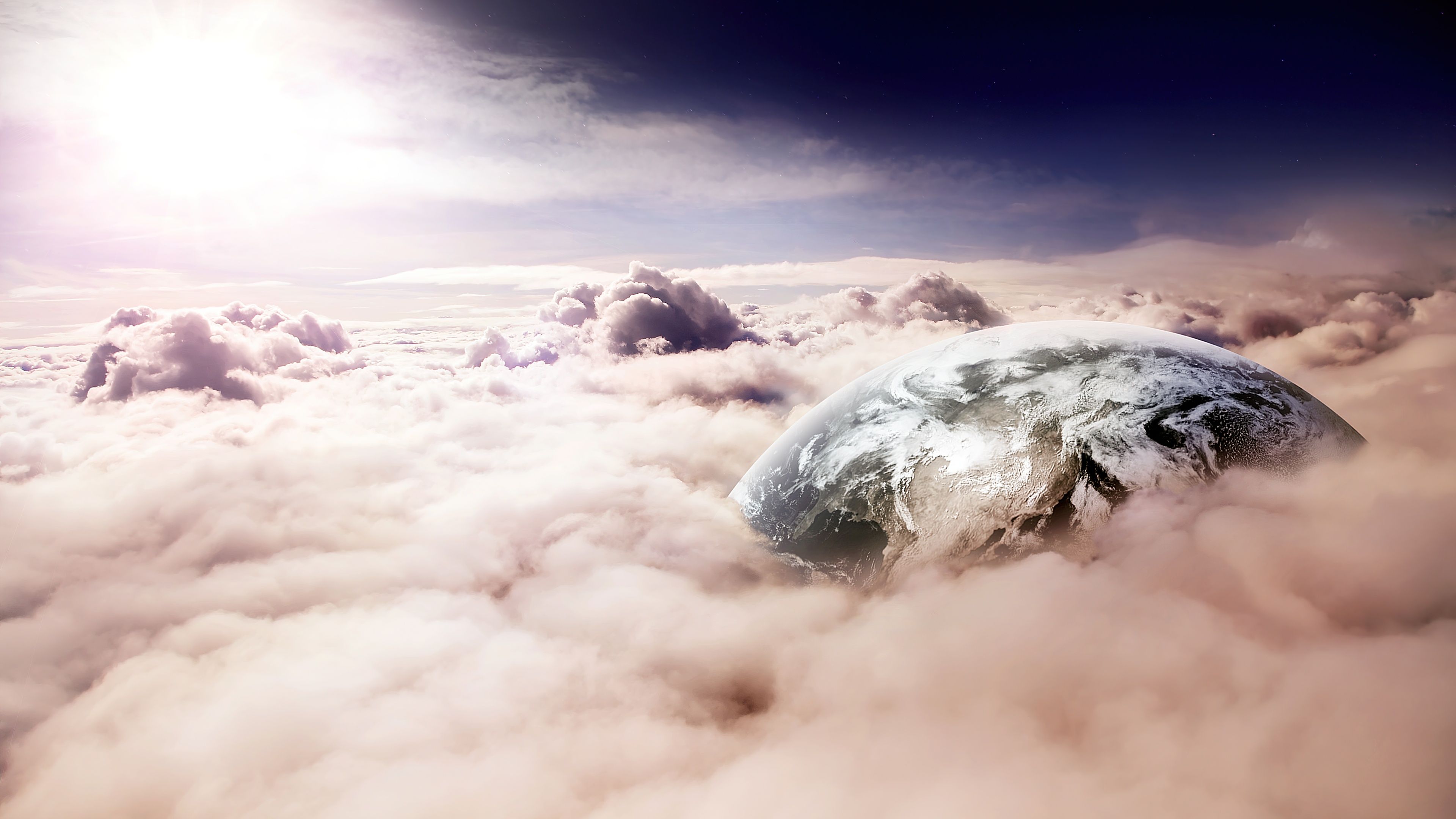 Earth Wallpaper 4K, Clouds, Surreal