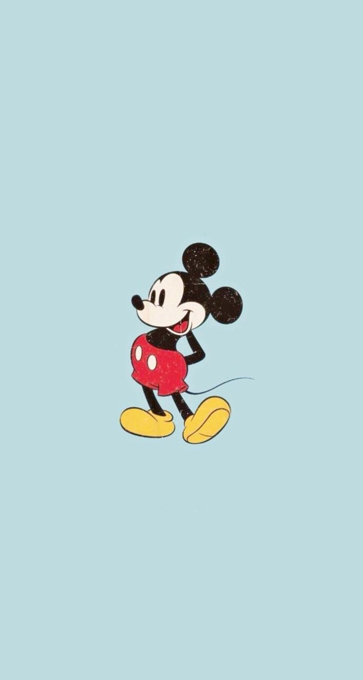 Mickey Mouse Disney Aesthetic Wallpaper : Blue Background Wallpaper