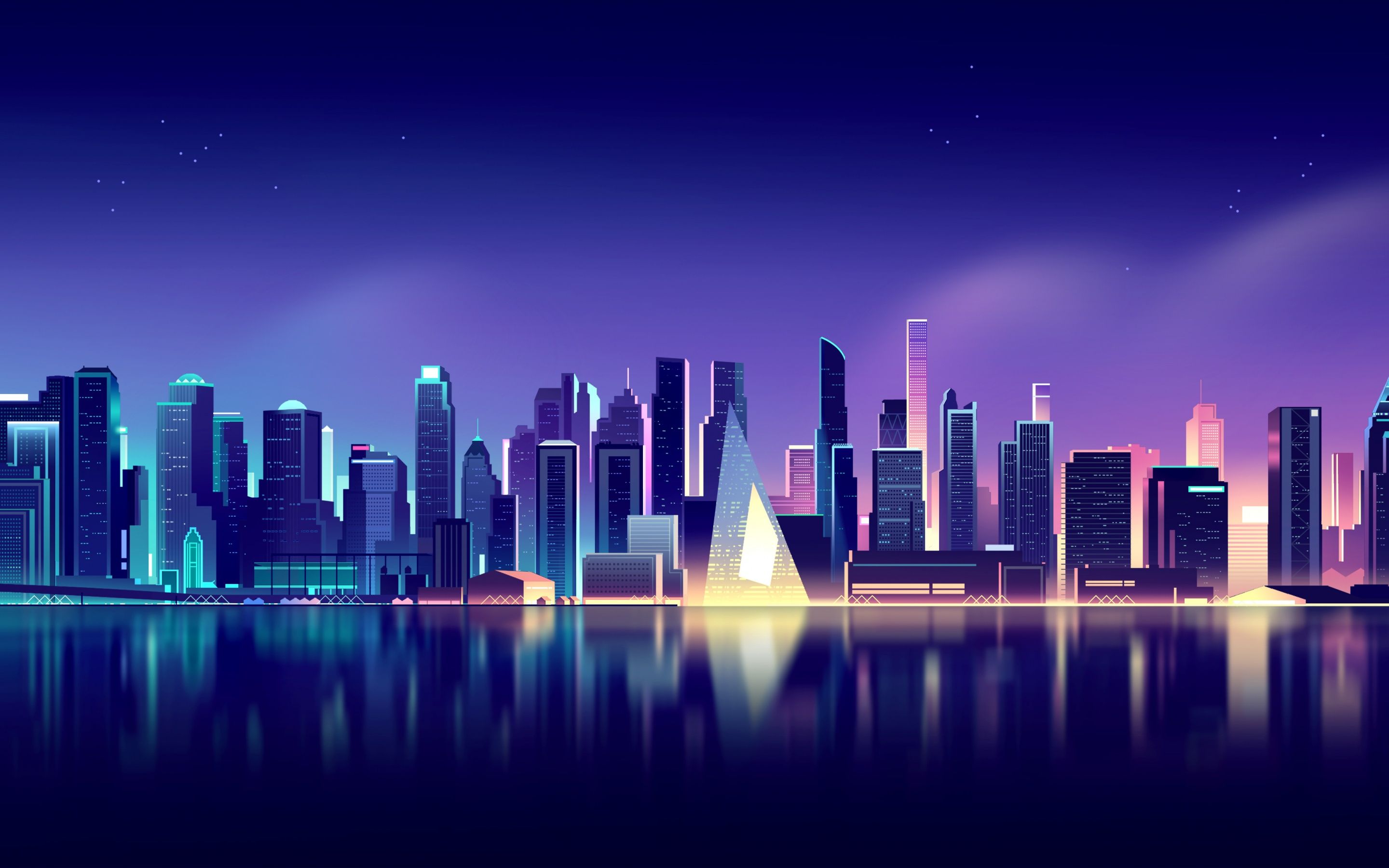 Cityscape Wallpaper 4K, Neon, Skyline