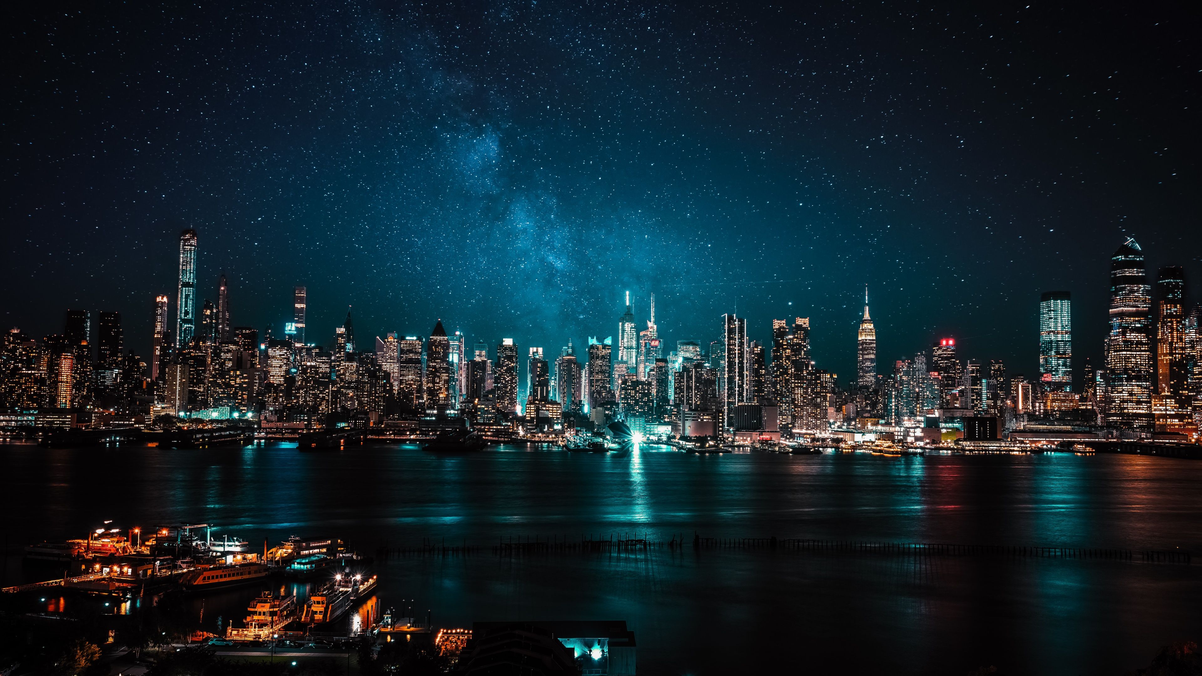 Night City Wallpaper 4K, City lights