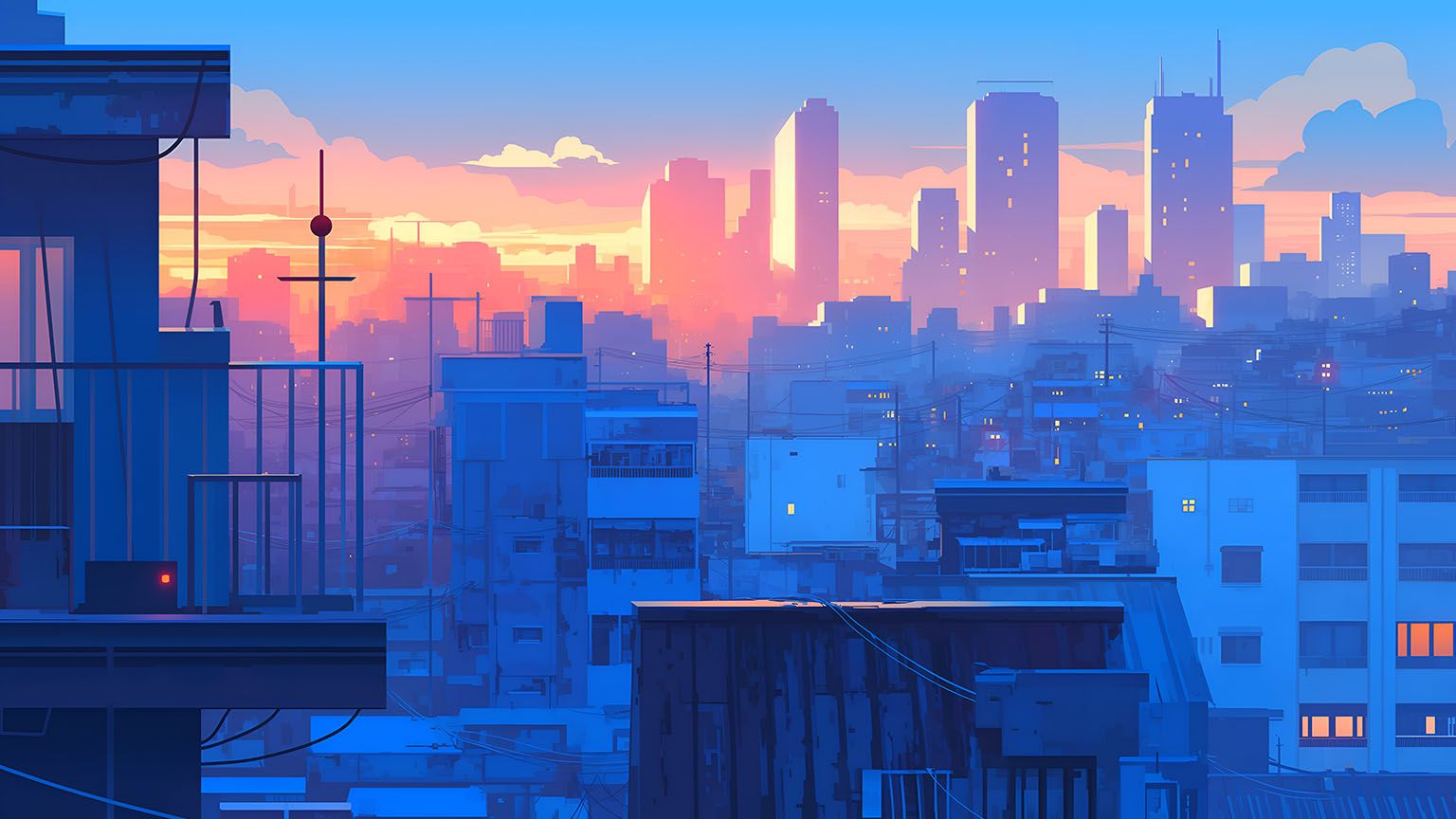 Aesthetic Cityscape Rooftop View