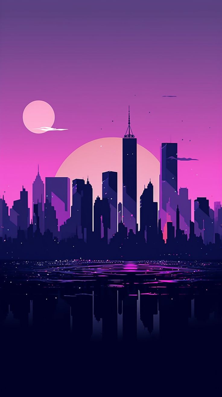 Elegant Purple New York City Skyline