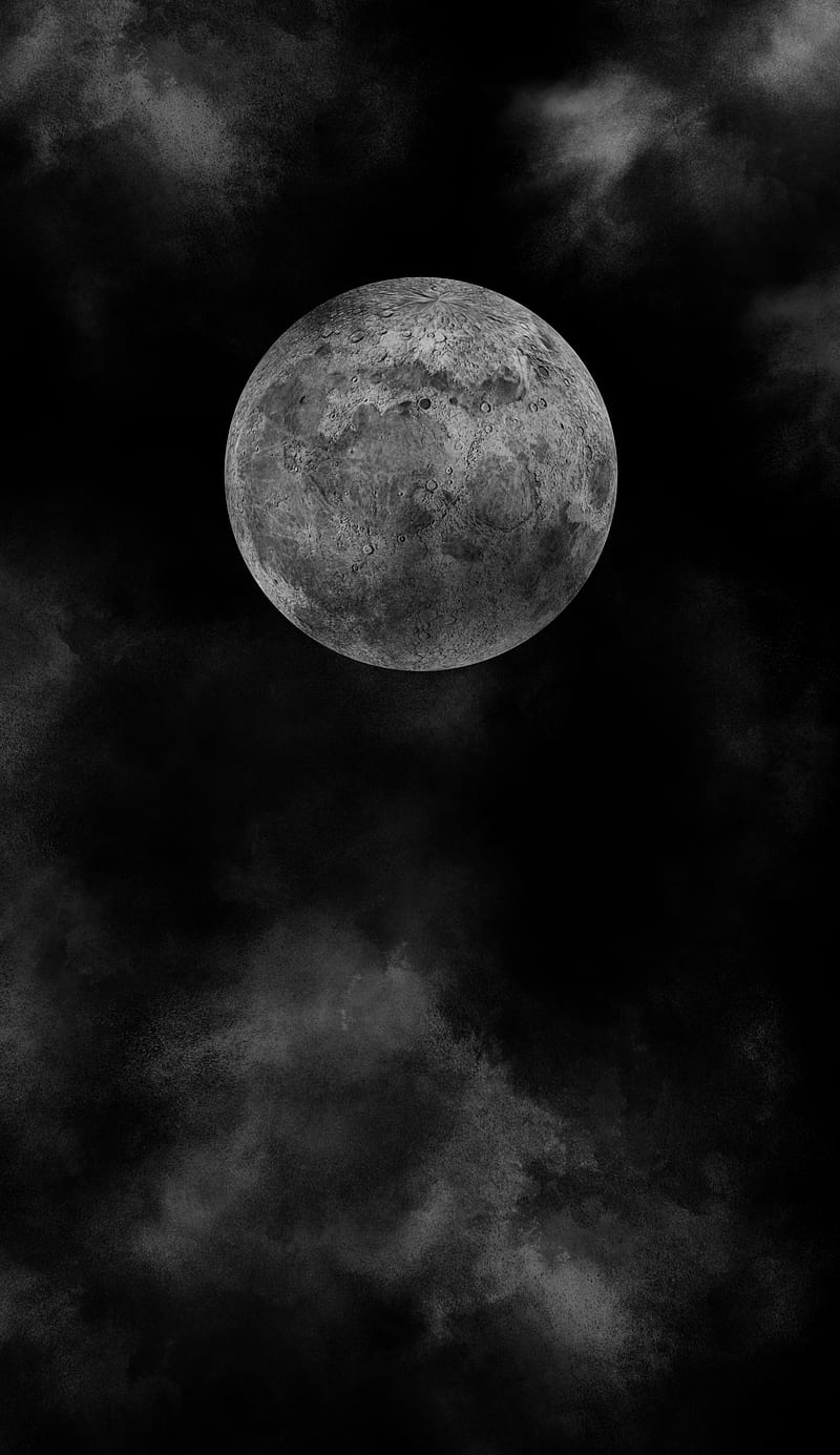 black, cloud, full moon, night