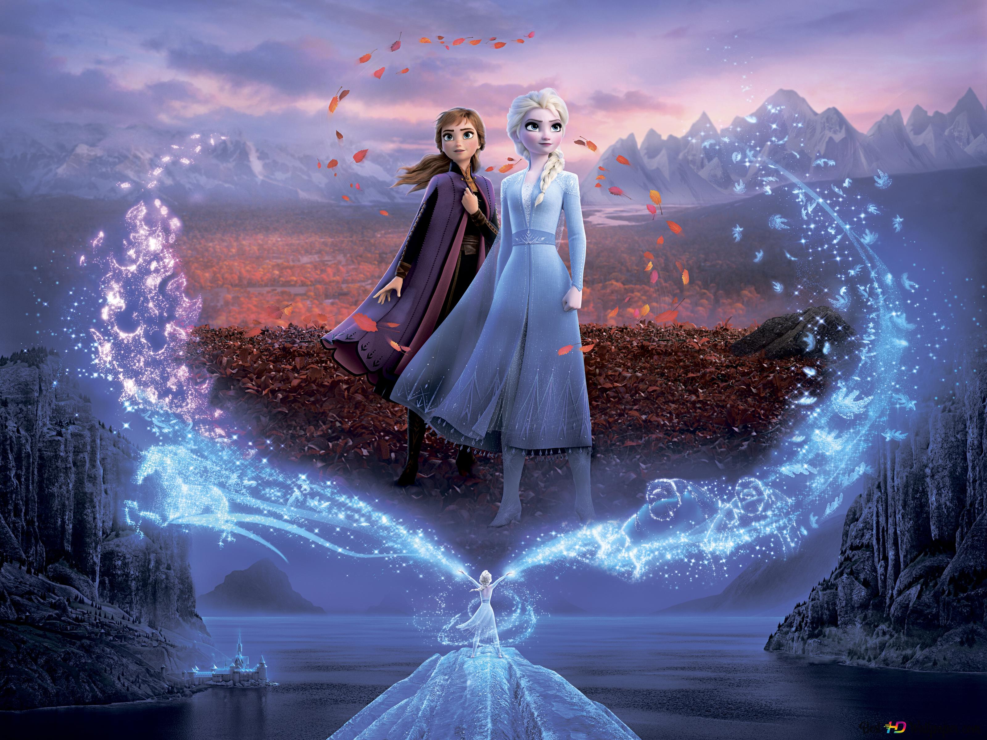 Elsa's self discovery with her sister Anna 6K wallpaper download