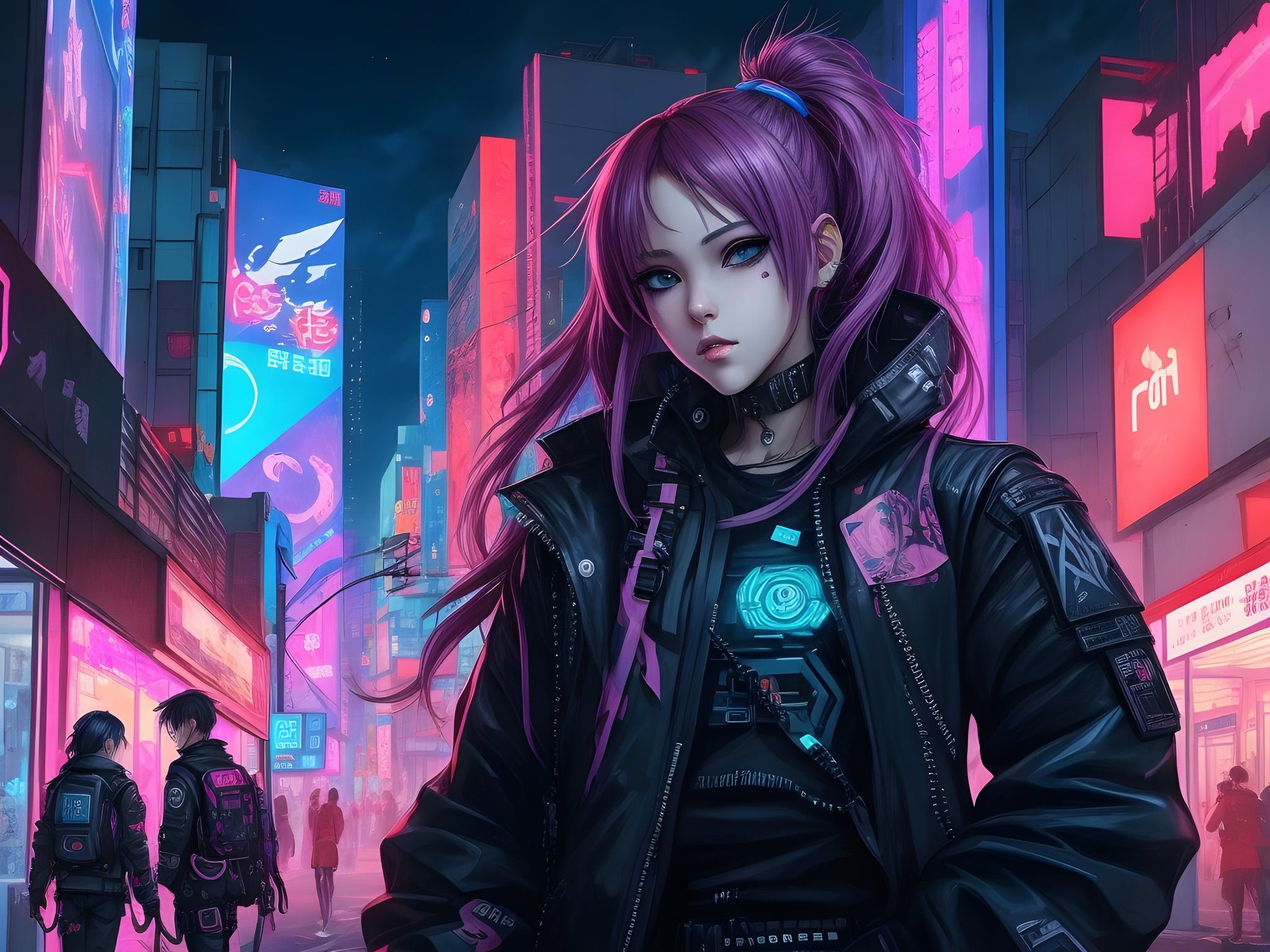 Cyberpunk Anime Girl Desktop Wallpaper