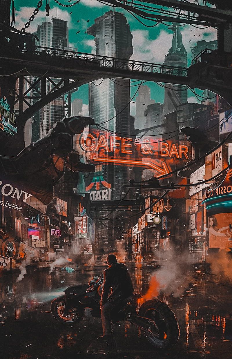 HD cyberpunk iphone wallpaper