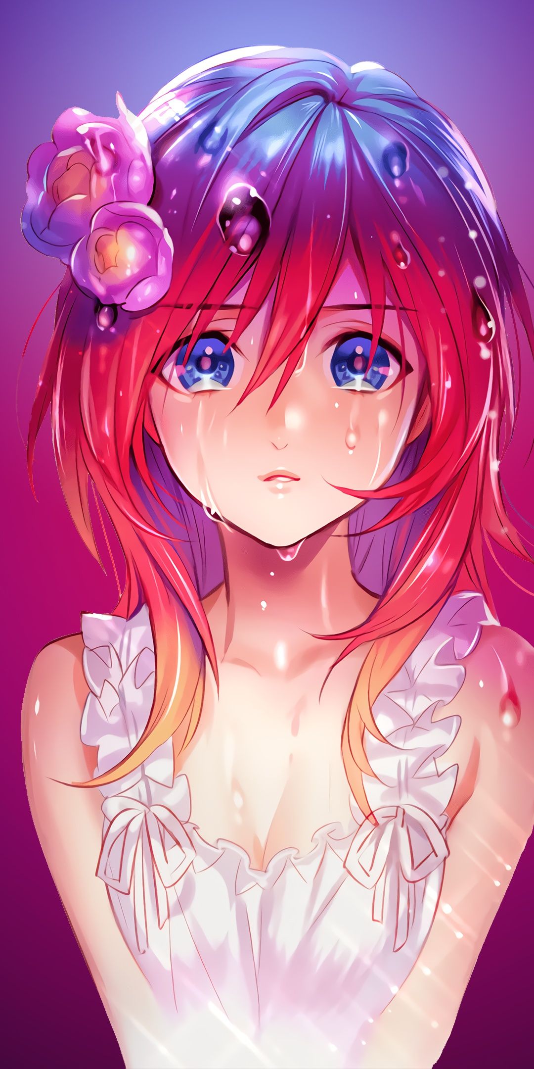 Anime girl Wallpaper 4K, Sad, Pink