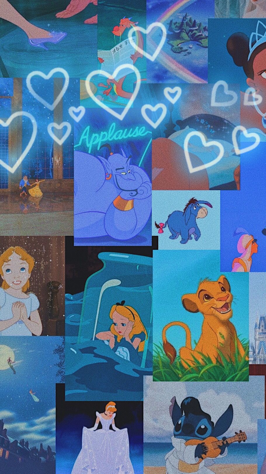 A collage of pictures with hearts and other characters - Disney