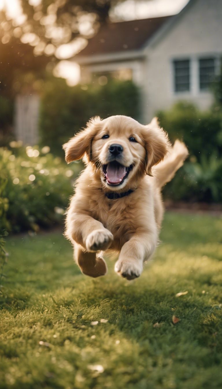 A playful golden retriever puppy