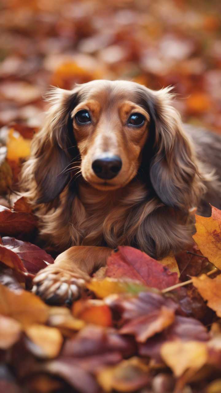 A Long Haired Dachshund Asleep In A