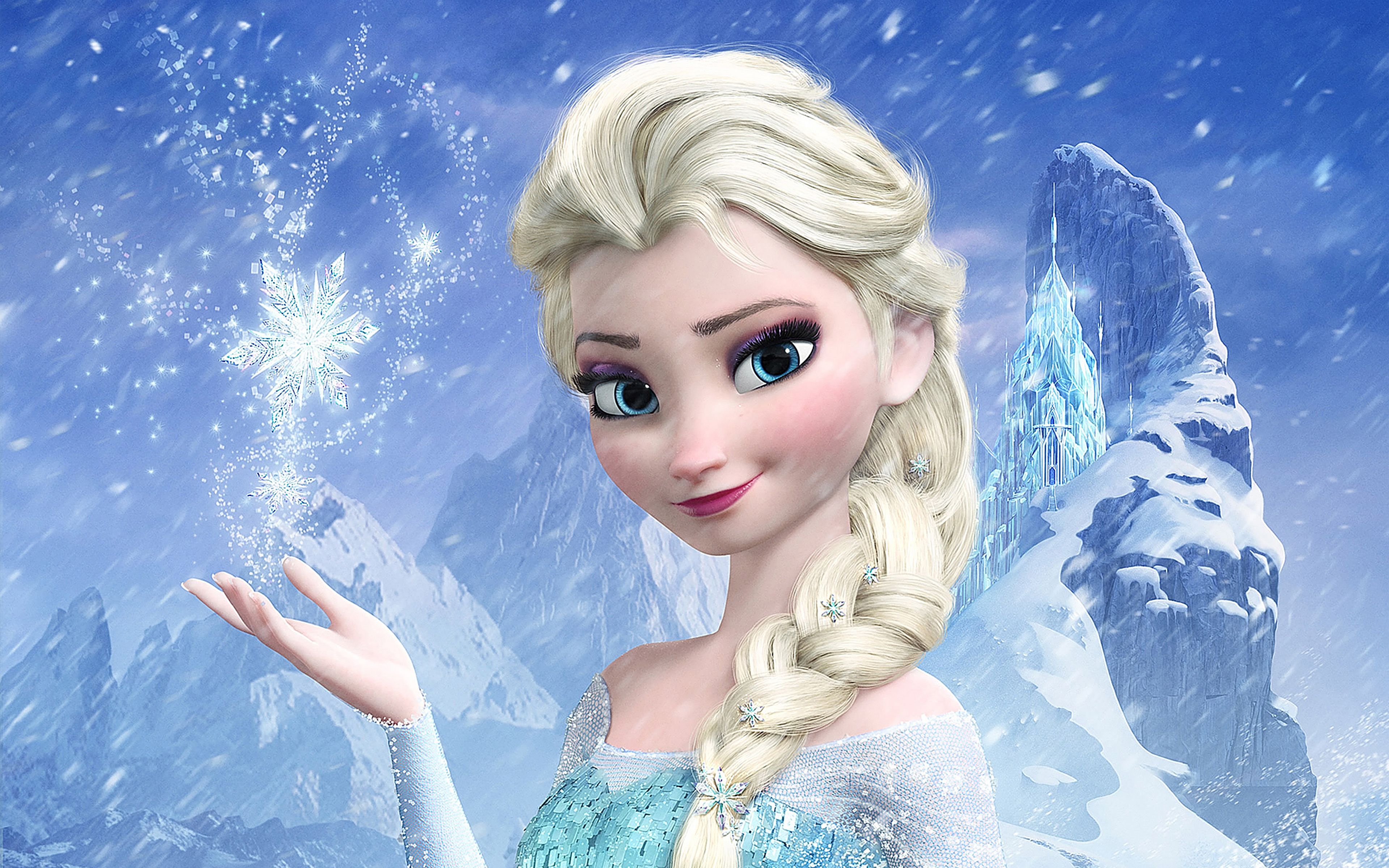 A cartoon character with long hair and blue eyes - Elsa