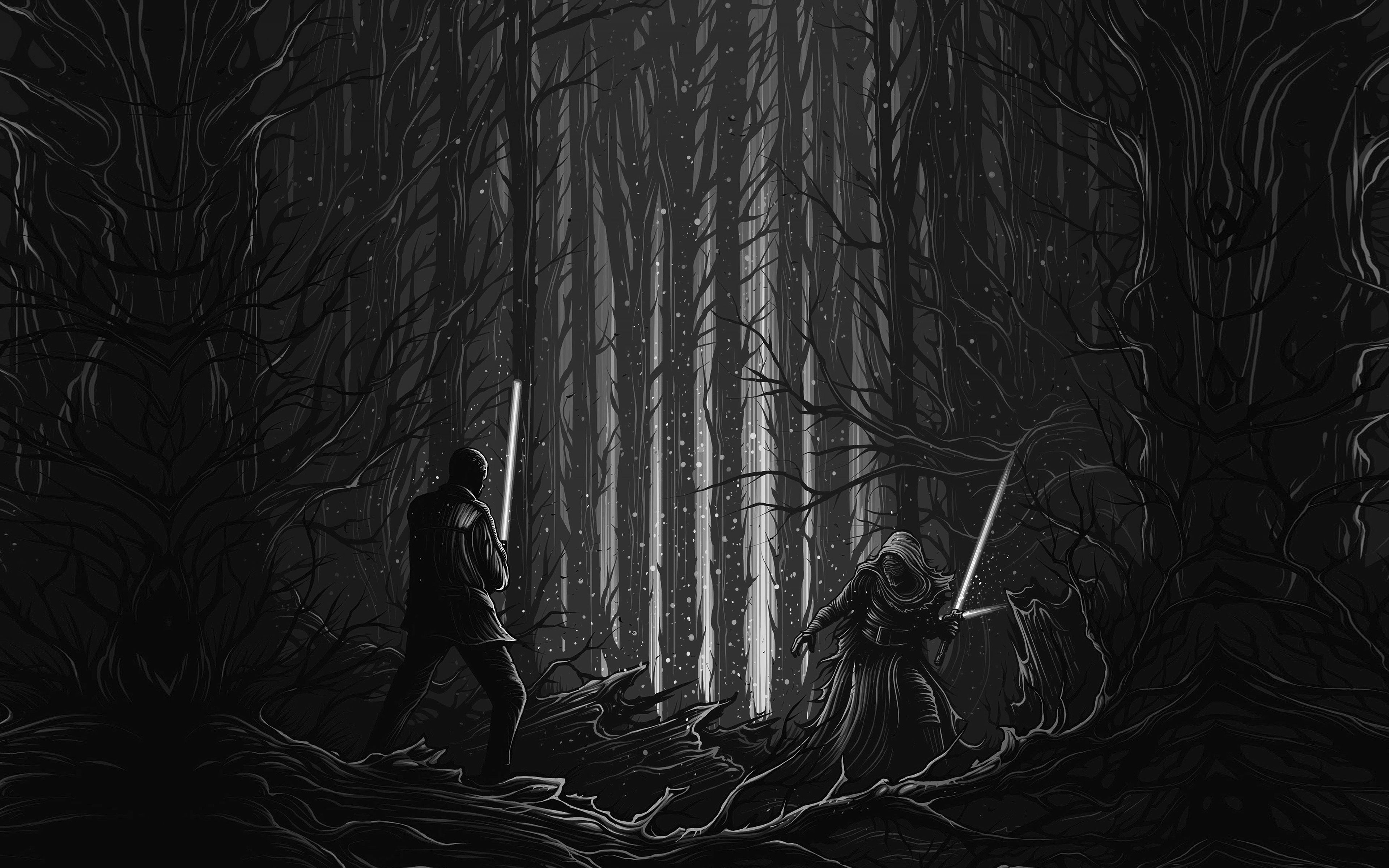 Starwars Illustration Bw Dark Art Film