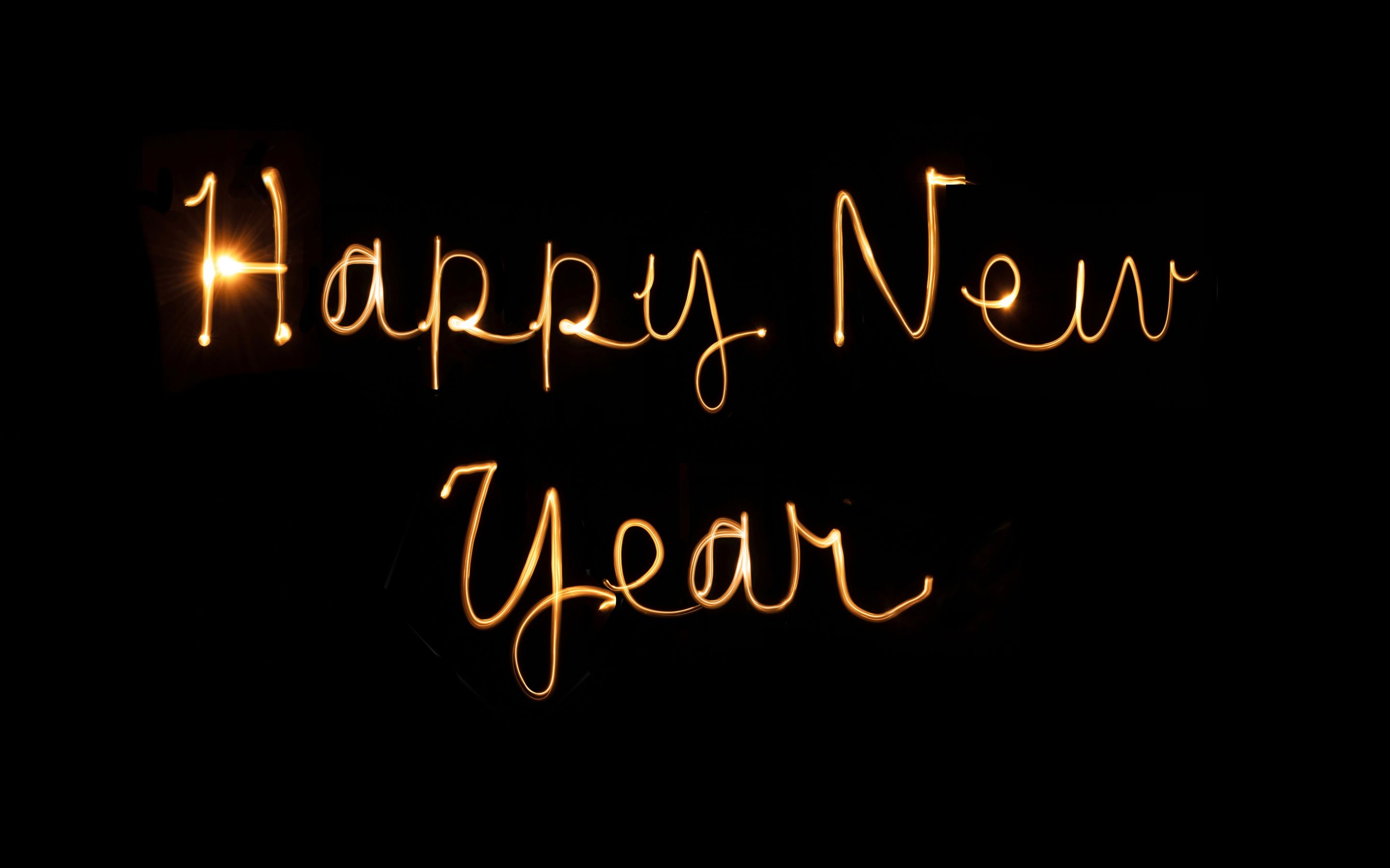 Happy New Year Wallpaper 4K, Black