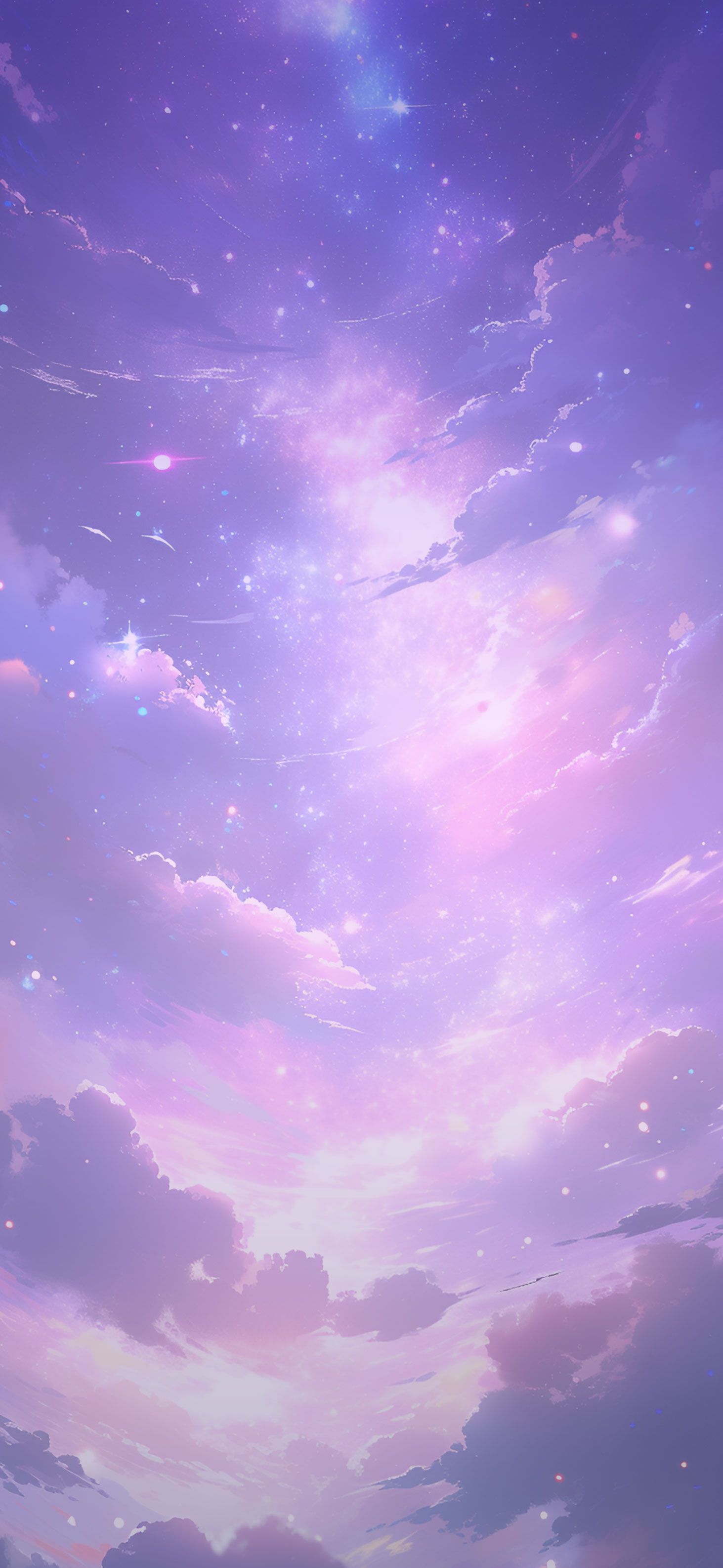 Space Stars & Clouds Purple Wallpaper