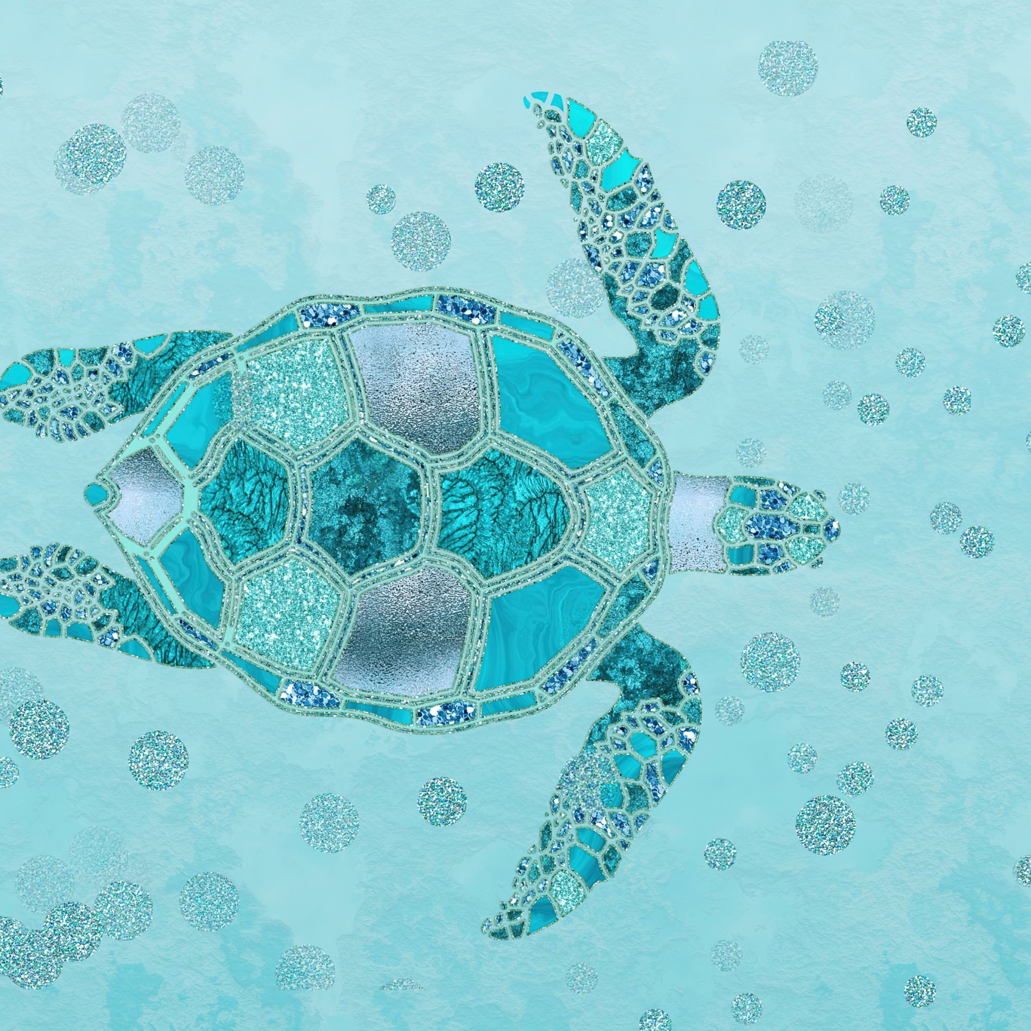 Turtle Wallpaper 4K, Turquoise background