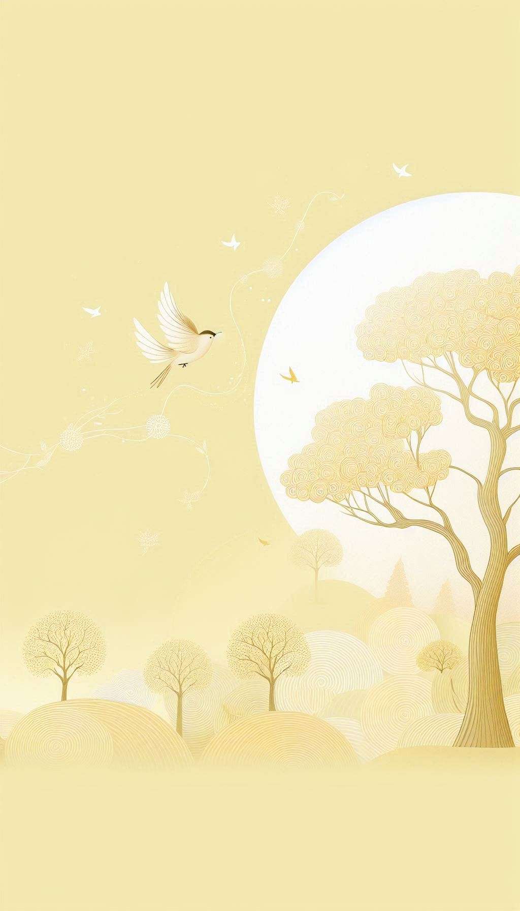 Light Yellow Background With Tree