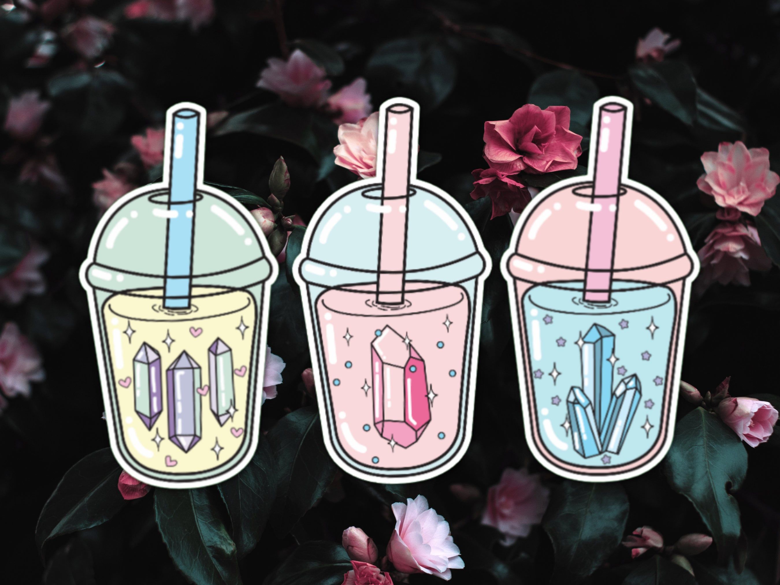 Aesthetic Crystal Boba Bubble Tea