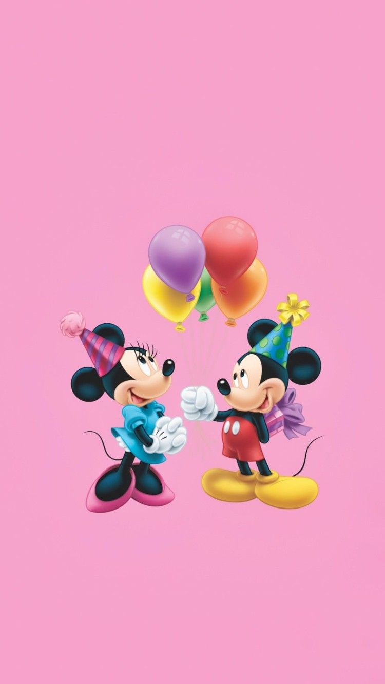 The image of a mickey mouse and minnie wallpaper - Disney, birthday, Minnie Mouse, Mickey Mouse, balloons
