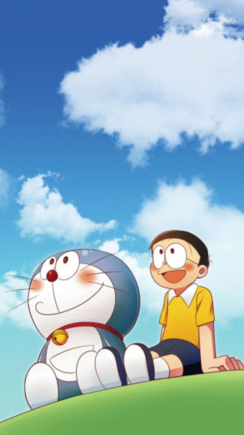 Doraemon With Clouds Background