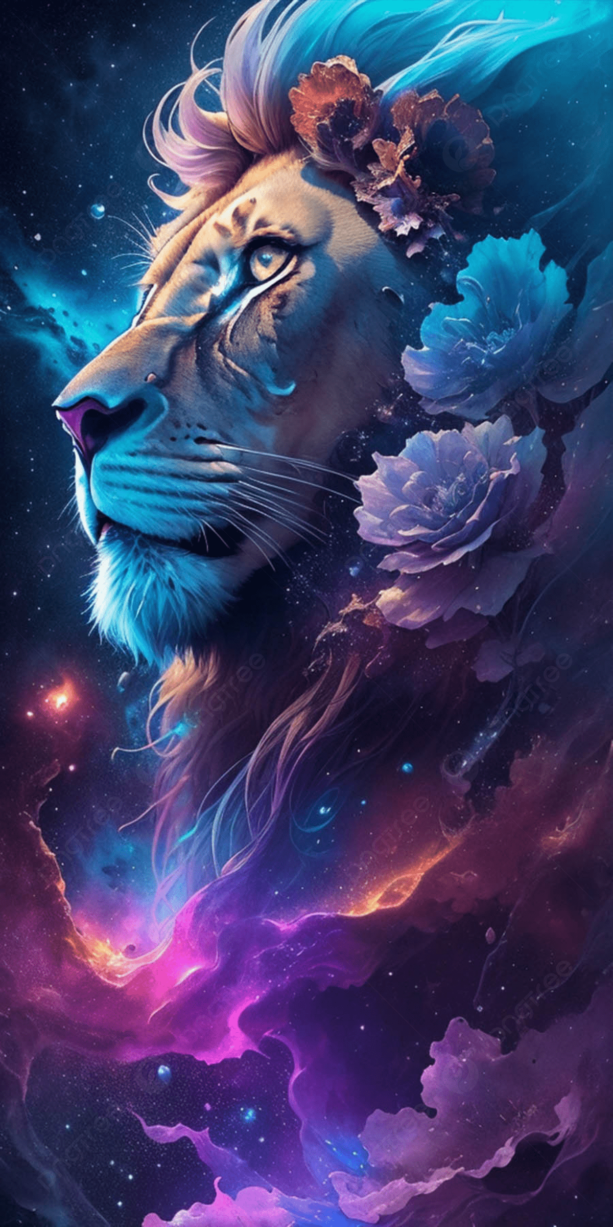 Lions In Space Background Wallpaper