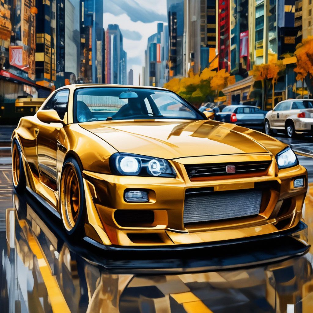 Golden nissan skyline