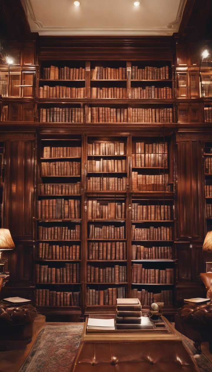 mahogany bookshelves filled