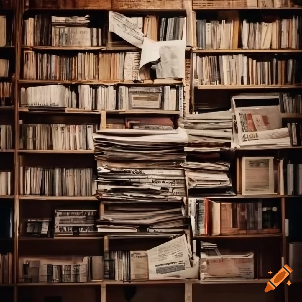 desk with dusty bookshelf