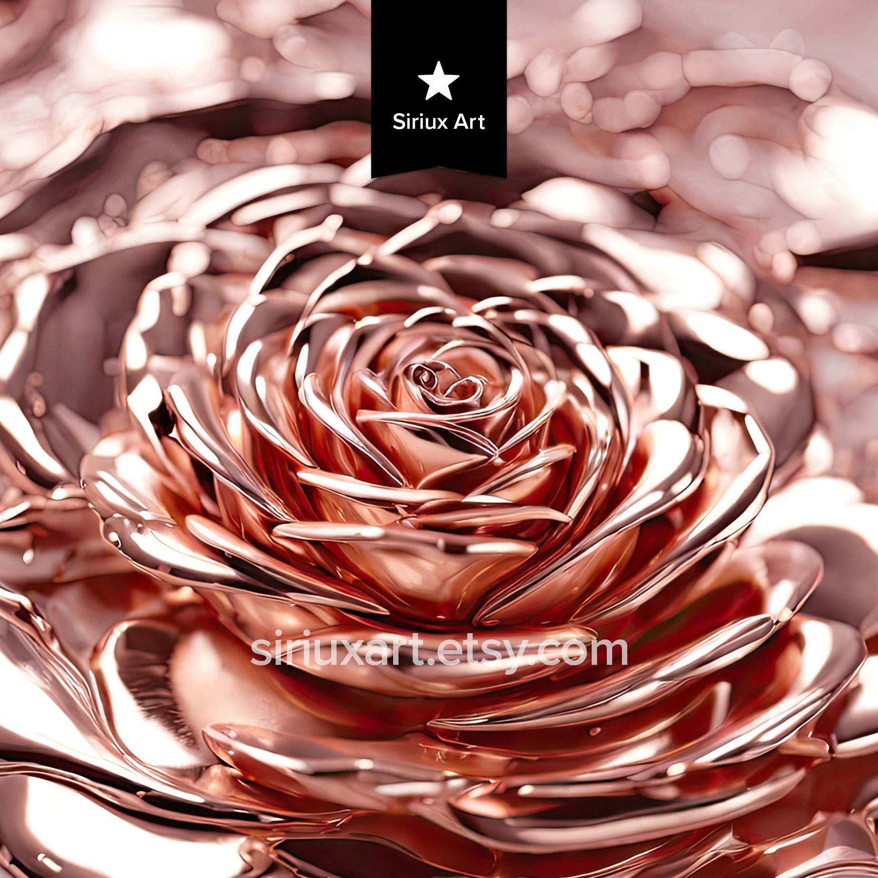 Pink Rose Gold Liquid Flower Wallpaper