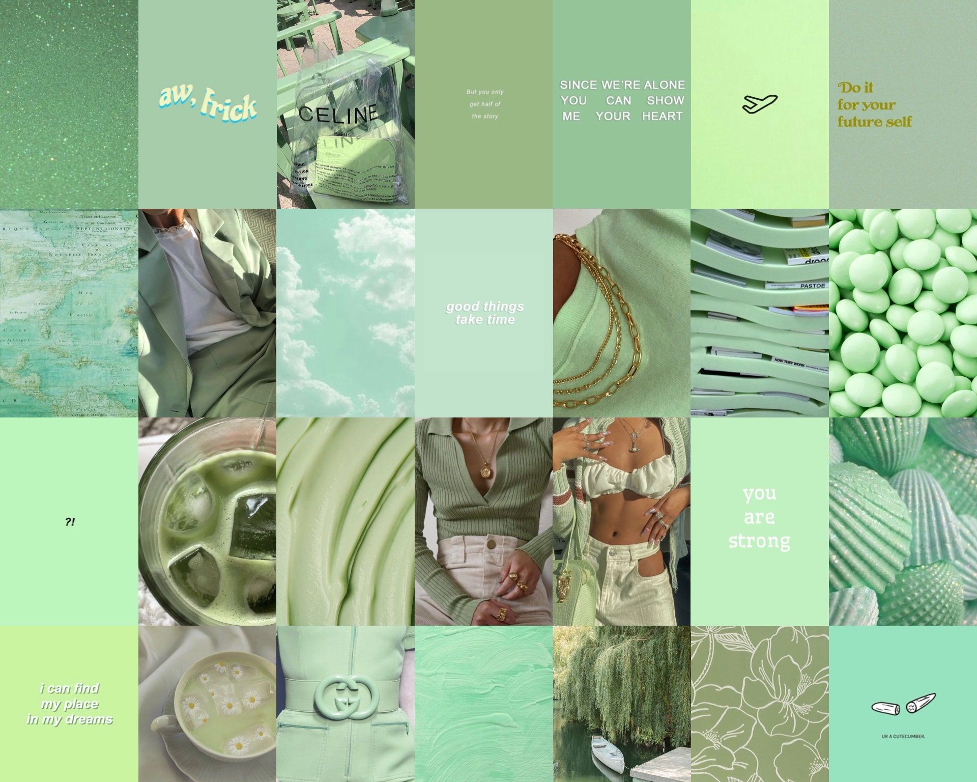 Mint Green Wall Collage Kit, Sage Green