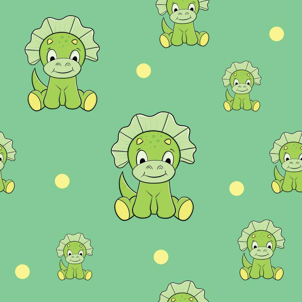 Cute Baby Dinosaur Seamless Vector