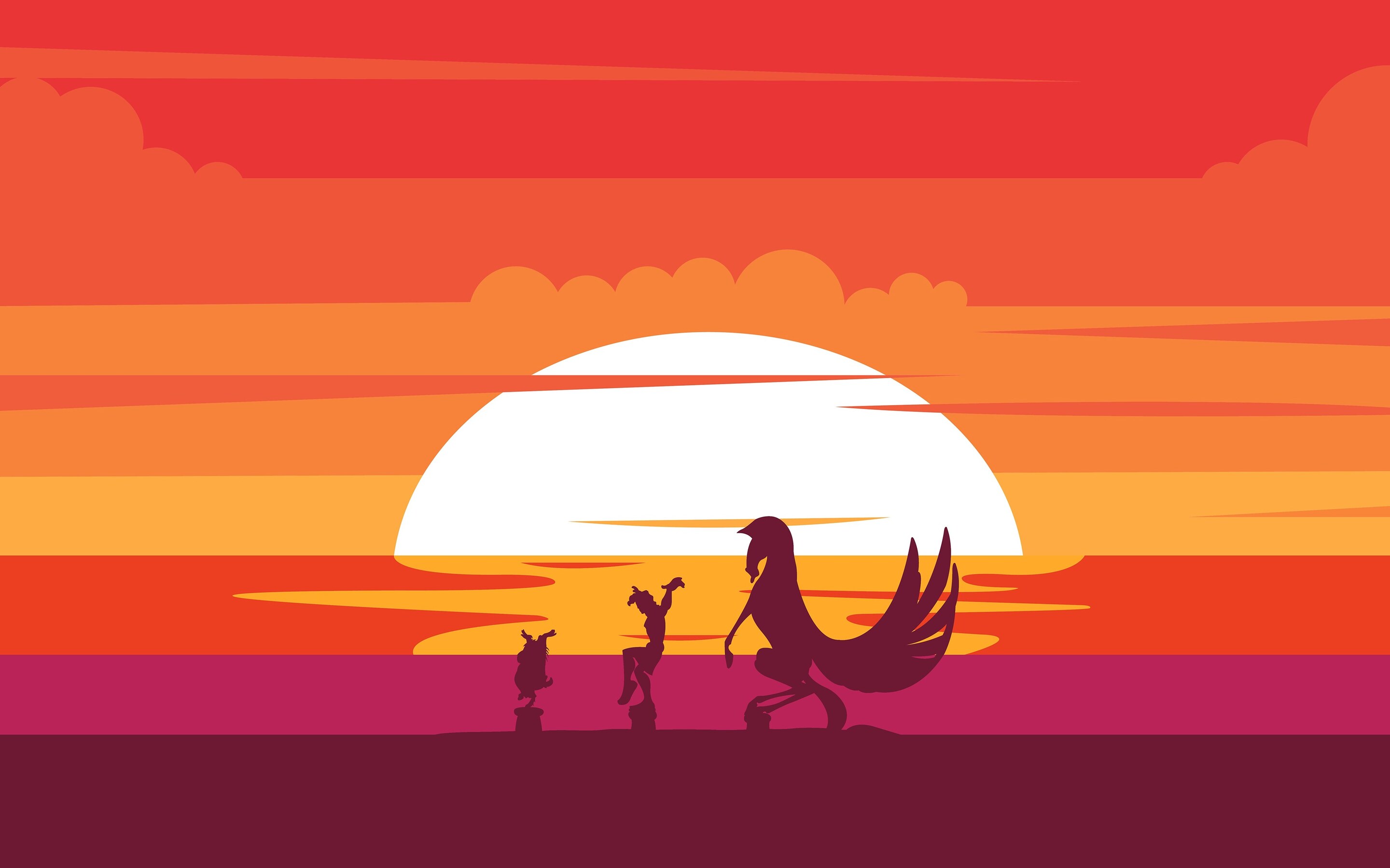A family of three birds walking on the beach during sunset - Disney