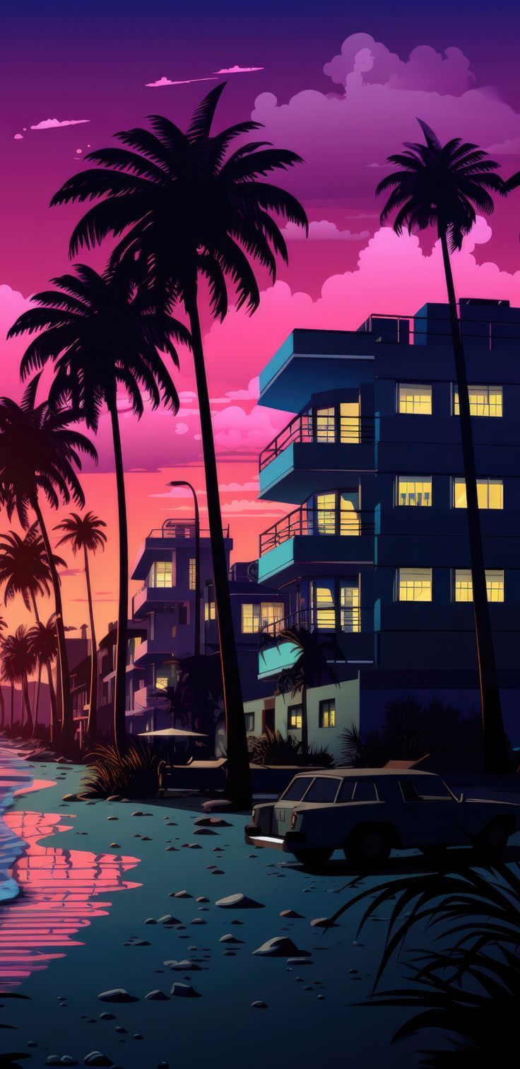 Hues of Miami beach, sunset, glowing