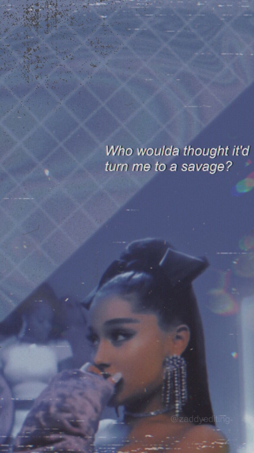 A woman with her mouth open and the words who would i be if im as savage - Ariana Grande