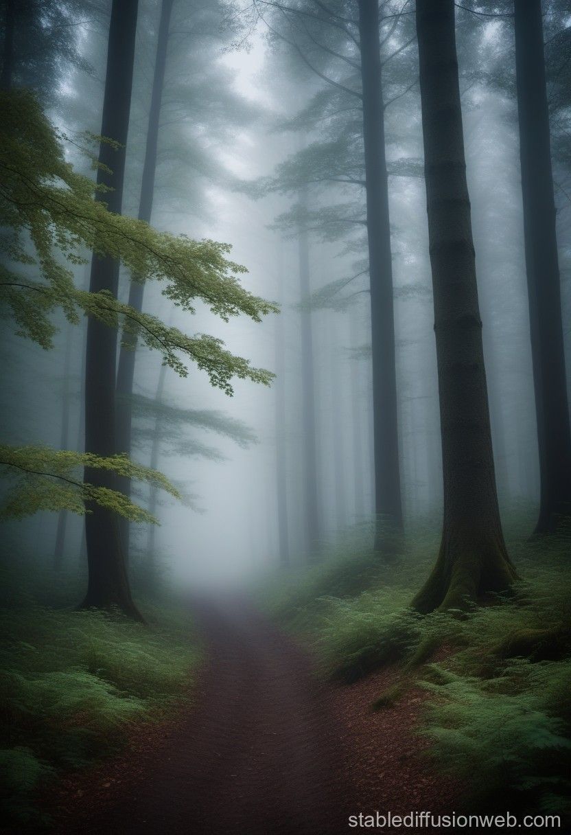 Mysterious Foggy Forest. Stable