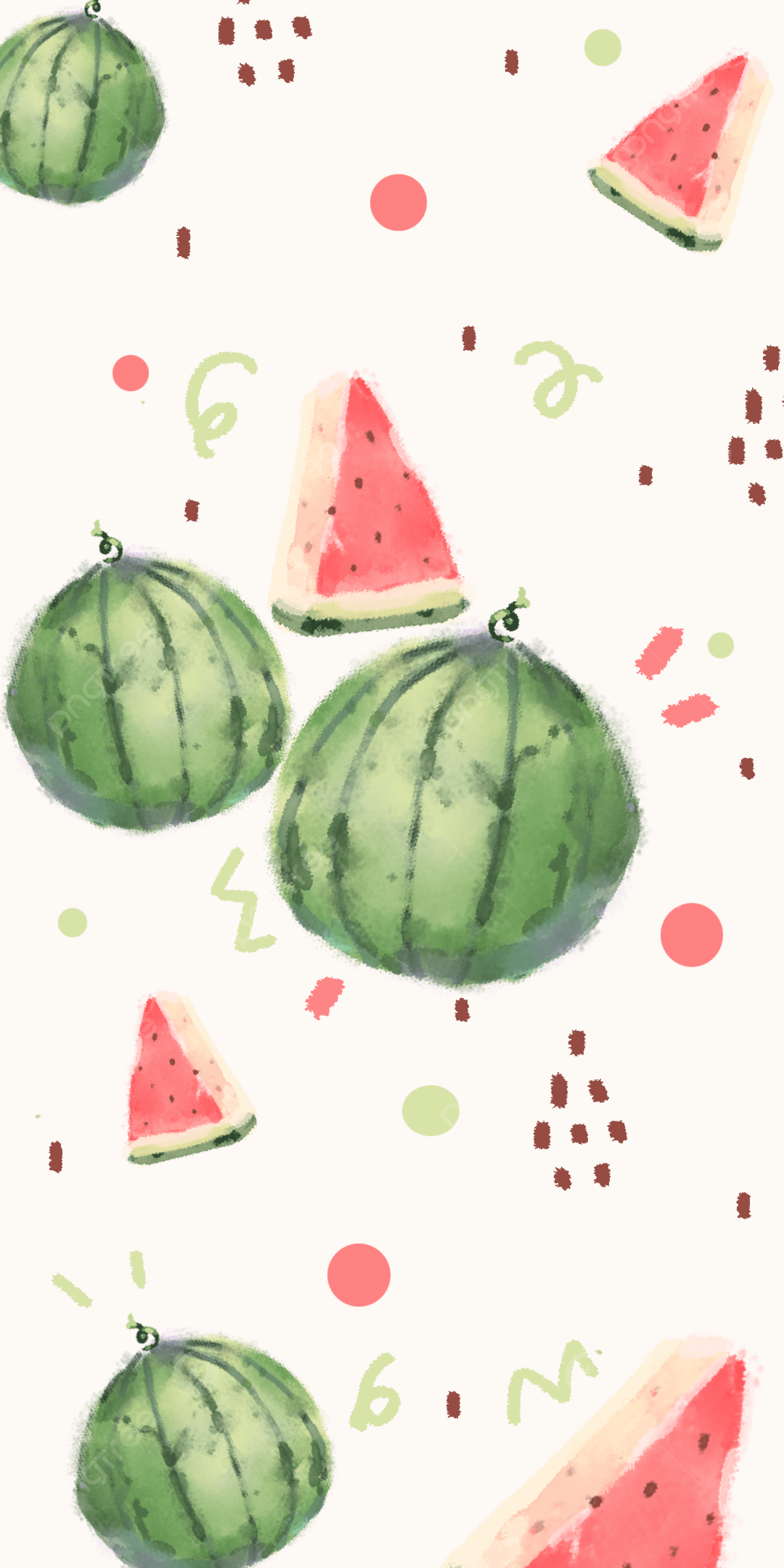 A pattern of watermelon slices on white background - Watermelon