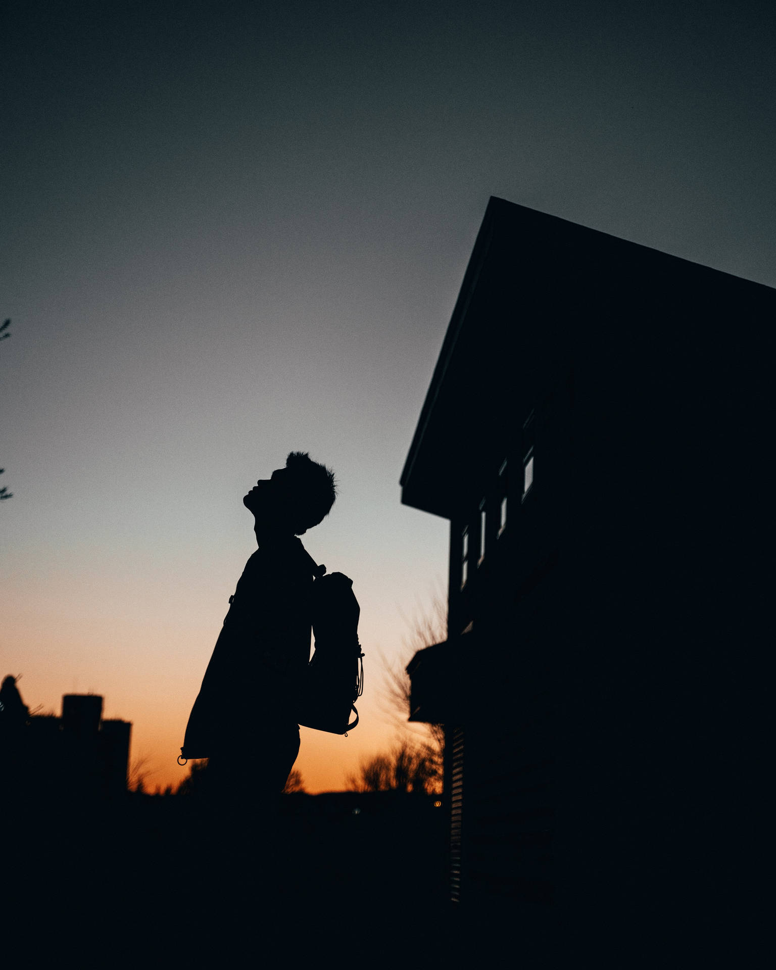 Boy Shadow Outside His House Wallpaper