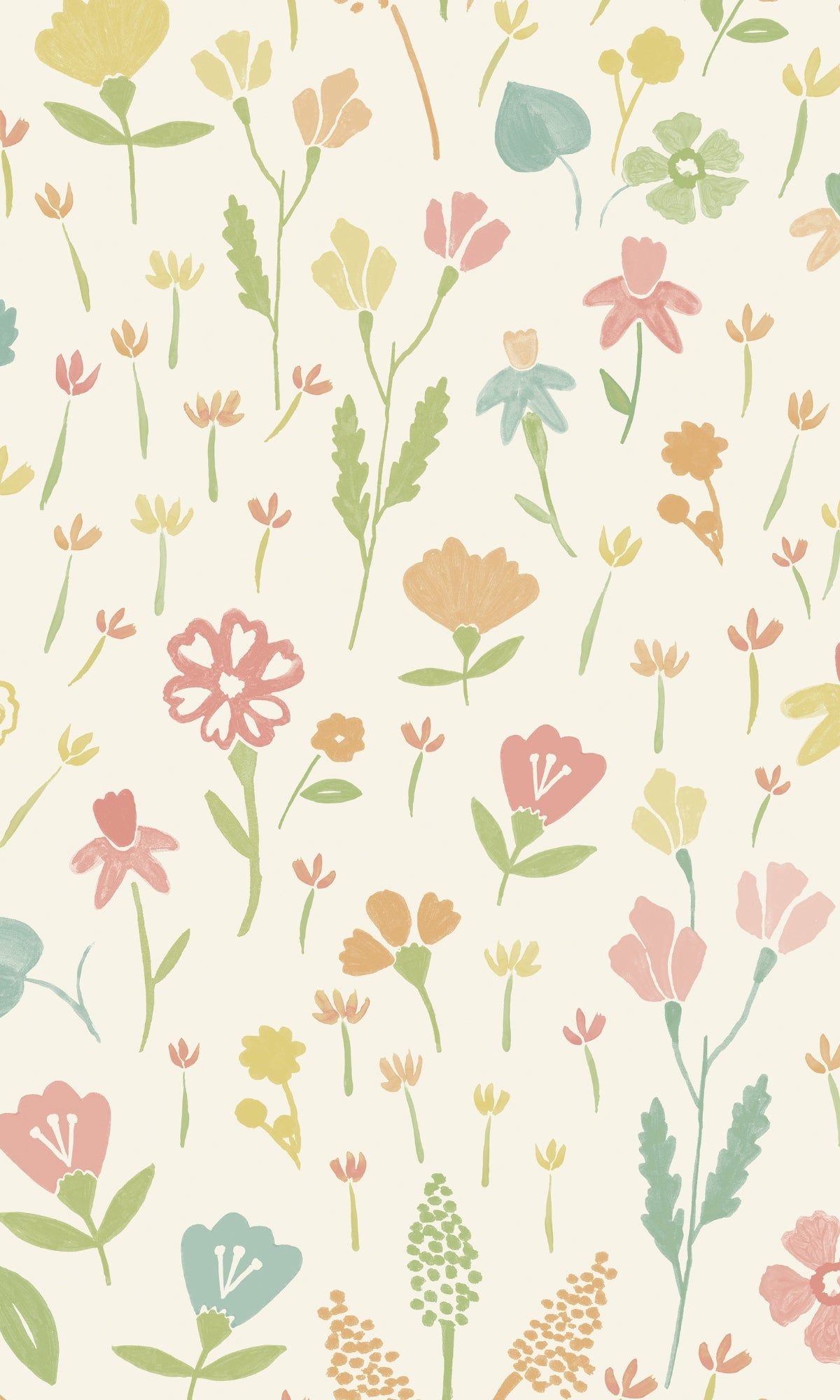 Pink Minimalist Floral Prints Wallpaper