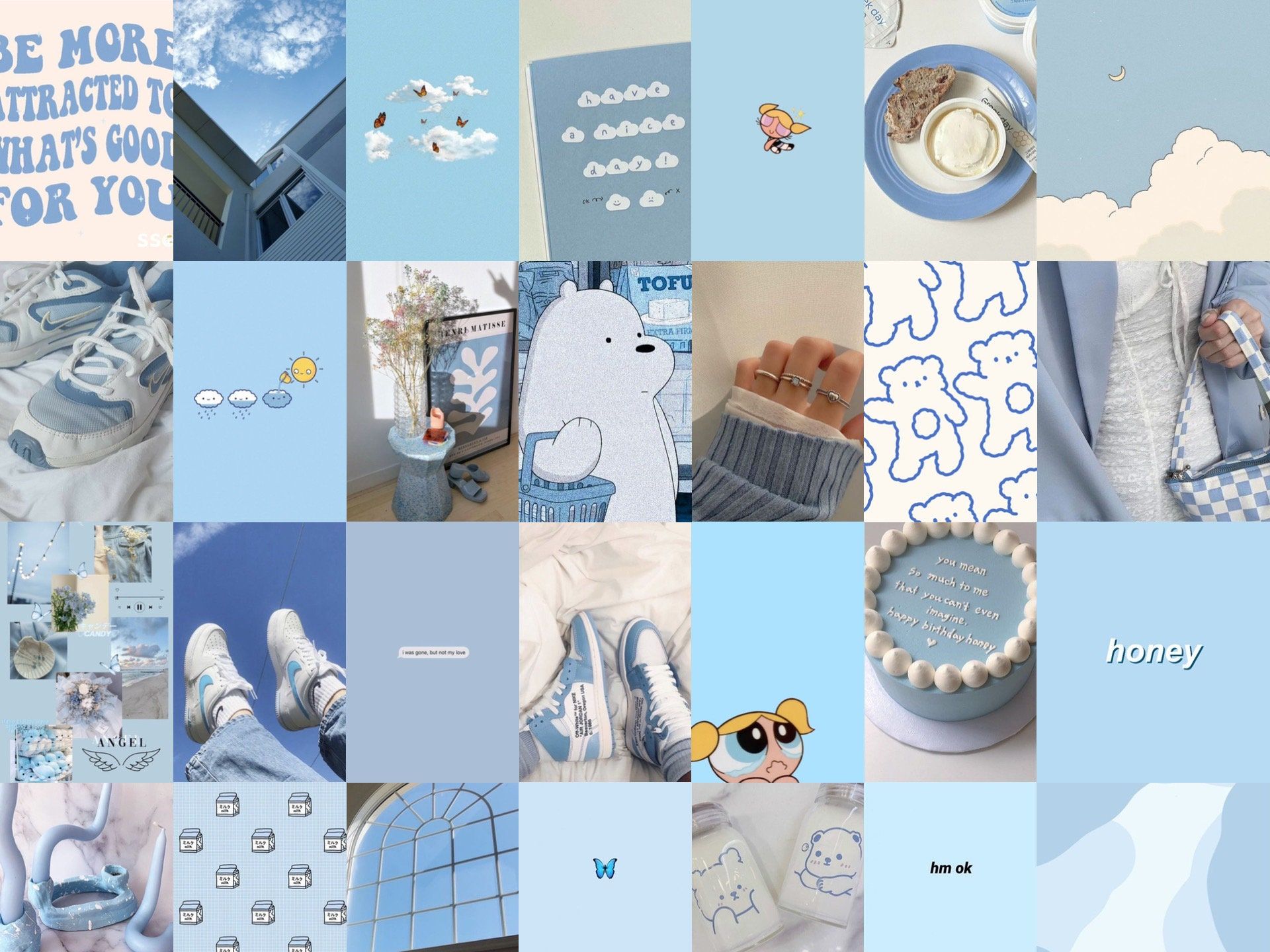 Pastel Blue Wall Collage Kit, Baby Blue