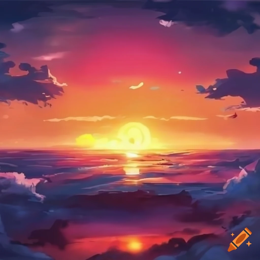 Anime sunset wallpaper on Craiyon