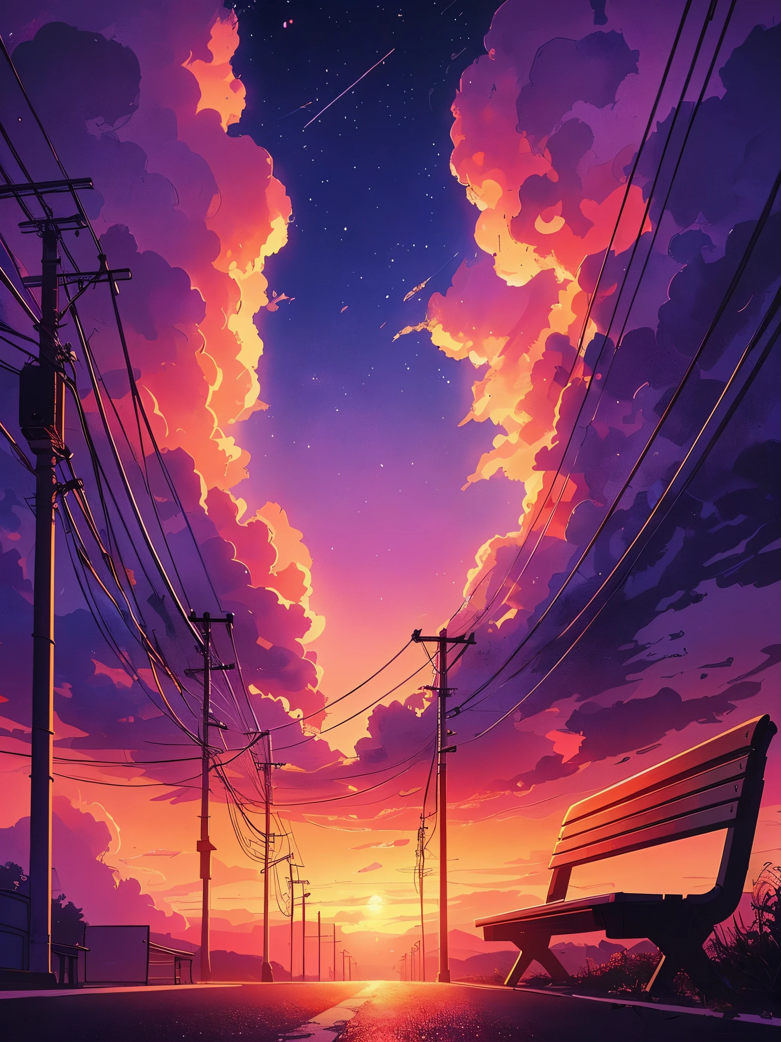 Anime sunset wallpaper HD wallpaper