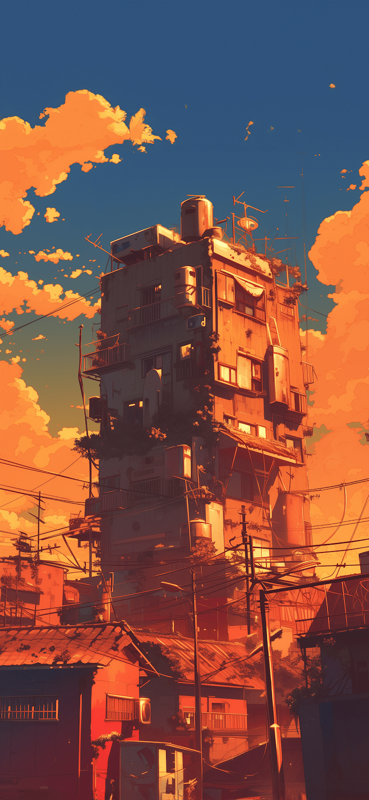 Phone Wallpaper Anime Cityscape at